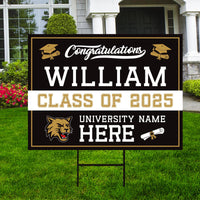Personalized College Graduation 2025 Yard Sign, College Logo, Class of 2025, Custom Graduate School University Lawn Sign with Metal H-Stake