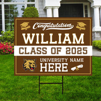 Personalized College Graduation 2025 Yard Sign, College Logo, Class of 2025, Custom Graduate School University Lawn Sign with Metal H-Stake