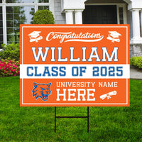 Personalized College Graduation 2025 Yard Sign, College Logo, Class of 2025, Custom Graduate School University Lawn Sign with Metal H-Stake