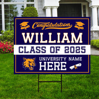 Personalized College Graduation 2025 Yard Sign, College Logo, Class of 2025, Custom Graduate School University Lawn Sign with Metal H-Stake
