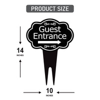 Guest Entrance Yard Sign 10” x 14” - Rust-free Aluminum Directional Guest Entrance Sign for Lawn, Guest Entrance Sign with Integrated Stake