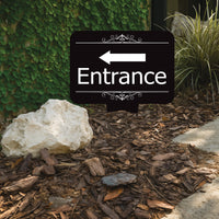 Entrance Yard Sign 10” x 14” - Rust-free Aluminum Directional Entrance Sign for Front Door, Arrow Enter Sign with Integrated Stake