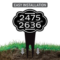 Custom House Numbers Yard Sign 10” x 14” - Rust-free Aluminum Directional Multiple Address Sign for Lawn, Arrows Sign with Integrated Stake