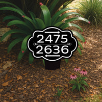 Custom House Numbers Yard Sign 10” x 14” - Rust-free Aluminum Directional Multiple Address Sign for Lawn, Arrows Sign with Integrated Stake