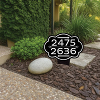 Custom House Numbers Yard Sign 10” x 14” - Rust-free Aluminum Directional Multiple Address Sign for Lawn, Arrows Sign with Integrated Stake