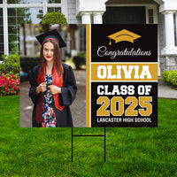Personalized Graduation Yard Sign 2025 with Photo - Grad Sign, Class of 2025, Custom Graduation 2025 Yard Sign with Metal H-Stake
