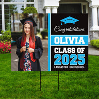 Personalized Graduation Yard Sign 2025 with Photo - Grad Sign, Class of 2025, Custom Graduation 2025 Yard Sign with Metal H-Stake