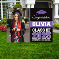 Personalized Graduation Yard Sign 2025 with Photo - Grad Sign, Class of 2025, Custom Graduation 2025 Yard Sign with Metal H-Stake