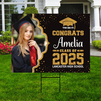 Personalized Graduation Yard Sign 2025 with Photo - Grad Sign, Class of 2025, Custom Graduation 2025 Yard Sign with Metal H-Stake