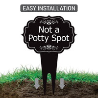 Not a Potty Spot Yard Sign 10” x 14” - Rust-free Aluminum Dog Poop Sign for Lawn, Please Clean Up After Your Dog Sign with Integrated Stake