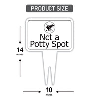 Not a Potty Spot Yard Sign 10” x 14” - Rust-free Aluminum Dog Poop Sign for Lawn, Please Clean Up After Your Dog Sign with Integrated Stake