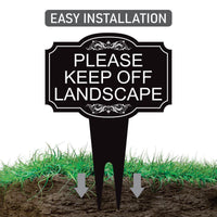 Please Keep Off Landscape Yard Sign 10” x 14” - Rust-free Aluminum Stay Off Grass Sign for Lawn, Outdoor Yard Sign with Integrated Stake