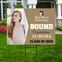 Personalized College Bound Yard Sign, College Logo Sign, Class of 2025 Custom Graduate College University Bound Yard Sign with Metal H-Stake