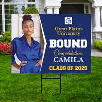 Personalized College Bound Yard Sign, College Logo Sign, Class of 2025 Custom Graduate College University Bound Yard Sign with Metal H-Stake