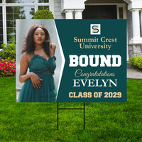 Personalized College Bound Yard Sign, College Logo Sign, Class of 2025 Custom Graduate College University Bound Yard Sign with Metal H-Stake
