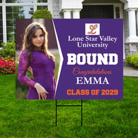 Personalized College Bound Yard Sign, College Logo Sign, Class of 2025 Custom Graduate College University Bound Yard Sign with Metal H-Stake