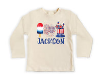 Personalized Fourth of July Onesie, Baby Bodysuit, Baby Shirt, Toddler Sweatshirt - Custom Patriotic Popsicle Outfit, 4th of July Baby Gift