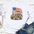 Vintage American Flag Tractor Long Sleeve Shirt