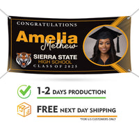 Graduation 2025 Personalized Banner Sign With Photo - 13 Oz Heavy Duty Waterproof Class of 2025, Graduation Vinyl Banner With Metal Grommets
