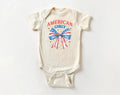 American Girly Onesie, Baby Bodysuit, Baby Shirt, Toddler Sweatshirt - Retro Fourth of July Outfit, Cute Flag Coquette Girls Patriotic Gift