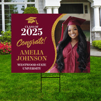 Personalized Graduation Yard Sign 2025 with Photo, Graduate Picture Sign, Class of 2025, Custom Graduation 2025 Yard Sign with Metal H-Stake