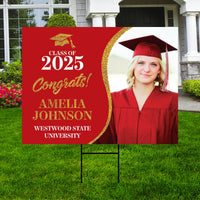 Personalized Graduation Yard Sign 2025 with Photo, Graduate Picture Sign, Class of 2025, Custom Graduation 2025 Yard Sign with Metal H-Stake
