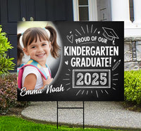 Personalized Kid Elementary Graduation 2025 Yard Sign with Photo, Preschool Sign, Class of 2025, Custom Grad Lawn Signage with Metal H-Stake
