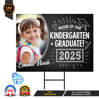 Personalized Kid Elementary Graduation 2025 Yard Sign with Photo, Preschool Sign, Class of 2025, Custom Grad Lawn Signage with Metal H-Stake