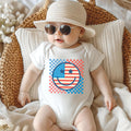 Retro Patriotic Onesie, Baby Bodysuit, Baby Shirt, Toddler Sweatshirt - Smiley Face Vintage Fourth of July Outfit, Cute USA Baby Gift Idea