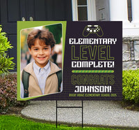 Personalized Kid Elementary Graduation 2025 Yard Sign with Photo, Preschool Sign, Class of 2025, Custom Grad Lawn Signage with Metal H-Stake