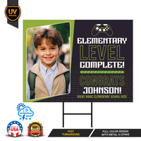 Personalized Kid Elementary Graduation 2025 Yard Sign with Photo, Preschool Sign, Class of 2025, Custom Grad Lawn Signage with Metal H-Stake
