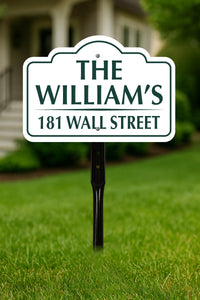 7x10 Inch Custom Address Metal Yard Sign with 16" Stake, Personalized House Number