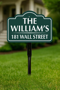7x10 Inch Custom Address Metal Yard Sign with 16" Stake, Personalized House Number