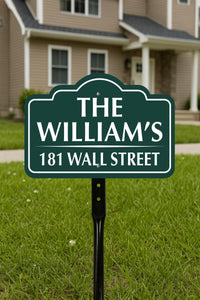 7x10 Inch Custom Address Metal Yard Sign with 16" Stake, Personalized House Number
