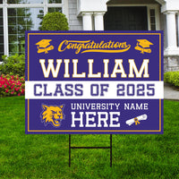 Personalized College Graduation 2025 Yard Sign, College Logo, Class of 2025, Custom Graduate School University Lawn Sign with Metal H-Stake