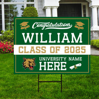 Personalized College Graduation 2025 Yard Sign, College Logo, Class of 2025, Custom Graduate School University Lawn Sign with Metal H-Stake