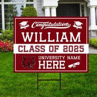 Personalized College Graduation 2025 Yard Sign, College Logo, Class of 2025, Custom Graduate School University Lawn Sign with Metal H-Stake
