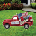 Red Truck Patriotic Yard Sign Cutout - 4th of July, Memorial Day, Independence Day, Veterans Day Yard Decorations Outdoor With Metal Stakes