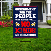 No Kings No Oligarchs In America Yard Sign - Resist Hate Lawn Sign