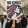 No Kings In America Protest Sign, Anti-Trump Resistance, Political Activist Poster