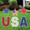 American Stars USA Letter 4th of July Yard Sign Cutout, Memorial Day, Independence Day, Veterans Day Yard Decorations Outdoor Metal Stakes