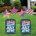 American Stars Patriotic 4th of July Yard Sign Cutout, Memorial Day, Independence Day, Veterans Day Yard Decorations Outdoor Metal Stakes