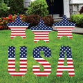 American Stars USA Letter 4th of July Yard Sign Cutout, Memorial Day, Independence Day, Veterans Day Yard Decorations Outdoor Metal Stakes