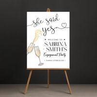 Personalized Boho Engagement Welcome Sign, Champagne Brunch & Bubbly Party Decor, Rustic Engagement Foamcore PVC Acrylic Polystyrene Poster