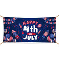 Happy 4th of July Banner Sign - 13 oz Heavy Duty Waterproof Blue Red Stars, Independence Day Patriotic Vinyl Banner with Metal Grommets