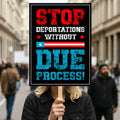 Stop Deportations Without Due Process Protest Sign, Anti-Trump, Political Activist Poster