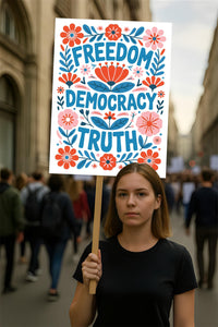 Freedom Democracy Truth Protest Sign, Anti-Trump, Resist Hate, Resist Racism, Resist Fascism, Political Activist Poster Rally Sign