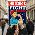 No Kings In America Protest Sign, Anti-Trump Resistance, Political Activist Poster
