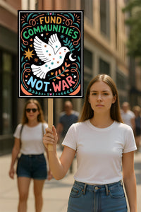 Fund Communities Not War Protest Sign, Anti-Trump Resistance, Political Activist Poster, Rally Sign, Resist Fascism Protest Poster