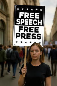 Free Speech Free Press Protect Democracy Protest Sign, Anti-Trump, Political Activist Rally Sign, Resist Racism, Resist Fascism Poster